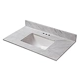 Cahaba cavt0171 31 in x 22 in Carrara Marble Vanity Top with Trough Bowl and 4 in蛇口Spread x 4
