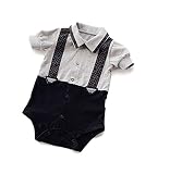 CHOUeTTe ベビー服 ロンパース 新生児～2歳半まで 前開き 長袖 半袖 サスペンダー柄 綿100% かっこいい チェック柄 出産祝い 誕生日プレゼントにもどうぞ サイズ多数 オリジナルタオル付