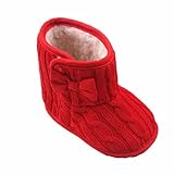 Zerowin Baby Toddler Girls Fleece Woollen Fur Knitted Bowknot Snow Boots Warm Winter Soft Shoes (12-
