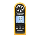 デジタル 風速計 Proster 温度計搭載モデル 風速計測 超簡単 手軽 小型 日本語説明書付き (イエロー)