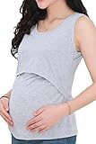 【RONGUI】授乳口付き インナー タンクトップ フリーサイズ これ一枚で 春 夏 秋 冬 (グレー)