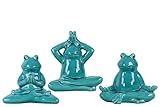 Urban Trends Collection 34499-AST 4 Piece Distressed Gloss Blue Ceramic Meditating Sitting Frog Figu