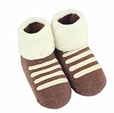 2新生児厚く暖かい綿の靴下0-24ヶ月の赤ちゃんのコーヒーのセット