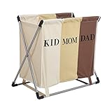 LiveBest折りたたみランドリーバスケットソーターwith Iron x-frame、Laundry Hamper Clothes storager withコンパートメントバッグ Three K