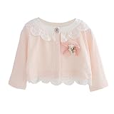 ベビー服　子供服　ボレロ　70　80　90　100　cm　秋　長袖　カーディガン　ポンチョ　赤ちゃん　キッズ　子供　乳幼児　女の子　白/ホワイト　ピンク　2色　レース　綿　コットン　発表会　結婚式　パ