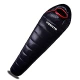 【Colorful 365】 ダウンシュラフ 寝袋 マミー型 コンパクト収納 シェラフ 登山 アウトドア 防災用 避難用 車中泊まり用 防水 オールシーズン スリーピングバック [ 最低使用温度 -15度 ] ブラック