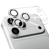 Podick カメラフィルム iPhone 17 Pro Max 用 カメラカバー キラキラ 9H強化ガラス アルミ合金 アイフォン17pro max用 カメラ保護 ピカピカ キズ防止 耐衝撃 高透過率 黒縁取り 露出オーバー防止 極薄 いphone17 プロ マックス レンズカバー プロテクター シルバー