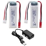 2PCS 2S 7.4V 600mAh リチウム電池と2-in-1充電器に適合するXK A 280 A 160 A 300 RCリモコン固定翼電池グライダー航空模型玩具部品