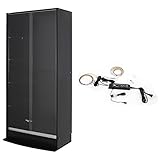 【福袋】【地球家具】フィギュアラック「ワイド」新シリーズセット 幅83cm 奥行39cm 【正規品】[鍵付きコレクションケース] [耐震]（引き戸 ハイタイプ本体+LEDセット） ブラック