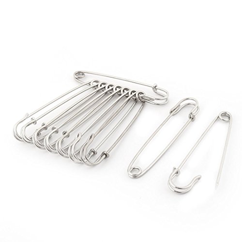 Uxcell クリップ ゼムクリップ ピン ゼムピン 安全ピン ステンレススチール シルバートーン 10cm長 10 X 2cm 10個入り 文具百貨