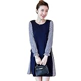 Jocolate(ジョコレート) マタニティ ワンピース 授乳服 秋 冬 長袖 ドレス 膝上 ストライブ柄 おしゃれ 妊婦用 マタニティウェア 産前産後