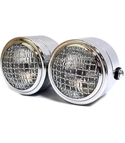 Amazon | 2連ヘッドライト 金属製ガラスレンズ メッシュガード付き