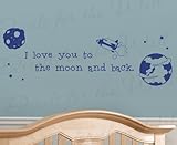 I Love You To The Moon And Back – Kids Boy Baby部屋Nursery Rhyme Rocket Ship Planets Stars Sky – 壁デカール
