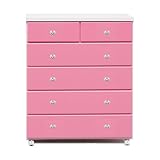 アルファタカバ ベビータンスシリーズ ブロッサムキャスター付きチェスト 80cm幅5段 ピンク(ハートクリスタル)