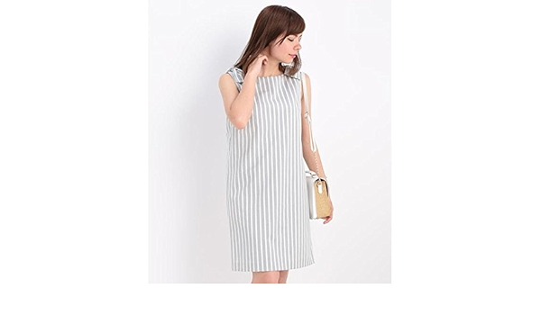 Amazon Co Jp ロペピクニック Rope Picnic ストライプ肩リボンサックワンピース 08ライトグレー 38 服 ファッション小物