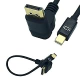 Ulyris DisplayPort延長ケーブル、Mini DPオス - DP 90度上向きオスアダプタ耐久性延長ケーブル 4K/60Hz対応、ミニディスプレイポートオス - ディスプレイポートオス延長リード(25CM)