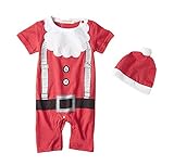 AvaCostume男の赤ちゃん赤いクリスマス衣装幼児ロンパース帽子と、半袖 18M