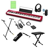 【専用ヘッドホン＆ワイヤレスアダプター付き！】CASIO カシオ 電子ピアノ DigitalPiano 88鍵盤 Privia PX-S1100 (スタンド＆椅子セット＆ペダル, RD レッド)