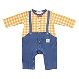 【SiShuNon/シシュノン】サスペンダー風カバーオール ベビー キッズ サスペンダー風 チェック カバーオール 80 6 イエロー