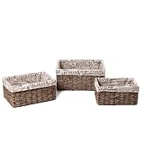 Adeco Multi-Purpose Woven Baskets with Newspaper Print Lining Home Decor, Set of 3 by Adeco [並行輸入品]