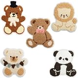 5枚セット くま テディベア 動物ワッペン アニマル パイルワッペン アイロンワッペン アップリケ 大きめ 小さめ 刺繍 手芸品 ハンドメイド 可愛い装飾 かわいい