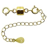 KARMAREY シルバー925製 ネックレス ブレスレット 留め具 マグネット クラスプ 磁石 延長 アジャスター チェーン付き エンドパーツ 金具 パーツ 接続金具 (筒＆アジャスター, 金)