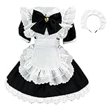 [vigerkar] メイド服 コスプレ ロング ワンピース レディース 猫様メイド メイドコスプレ 豪華セット ロリータ 初心者 ゴスロリ クラシカル コスチュームセット 大人 ハロウィン仮装 フリル 演出服 変装パーティー (ブラック/5XL)