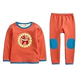 PANCY 子供服 長袖 ルームウェア 上下セット 秋冬 裏起毛 女の子 アップリケ(オレンジ(しか),140cm)