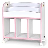タンスのゲン BabyDays(ベビーデイズ) 絵本ラック 2段 キャスター付き ホワイト×ピンク 33600002 02