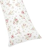 Sweet Jojo Designs Riley 's Roses Floral Full長ダブルファスナー付き枕カバー
