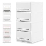 国産 チェスト 収納ケース 衣装ケース 色分けプレート付 4段 幅35cm ホワイト