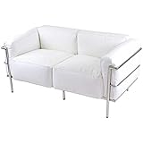 ル・コルビジェ LC3 2P ホワイト 2人掛け ラブソファ 本革 モダン 家具 おしゃれ ソファ 応接間 ロビー デザイナーズ 椅子 リビング ソファー sofa 2seater le corbusier lecorbusier コルビジ