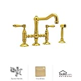 Rohl A1458XWSIB-2 A1458Xws-2 Country Kitchen Three Leg Bridge Faucet with Five Spoke Handles, Inca B