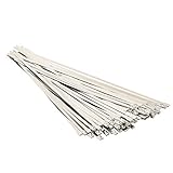 QuweI 100個11.8インチステンレス鋼排気ラップコーティングロックケーブルZip Ties
