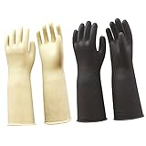 Baoblade Baoblaze 2ペア　60mm　ロング　ゴム手袋　耐酸性　安全保護　作業 家事用　黒＆白　 - 黒+白