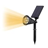T-SUN ソーラーライト 4LED ガーデンライト スポットライト 省エネ 屋外用充電式 暗くなると自動点灯 2700K-3200K 電球色 イエロー FCC認証取得 玄関先 芝生 階段 庭など対応