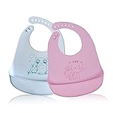 Pawaca お食事用エプロン　ポケット付き　　防水スタイ　食べこぼし お手入れ簡単 柔らか 安心素材 　かわいい　 ベビー 赤ちゃん 新生児 子供 出産祝い 離乳期用 2セット