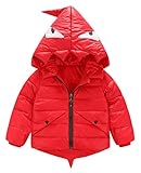(トヨベイ)Toyobuy 厚手 子供 中綿 コート アウター キッズ ブルゾン 女の子 フード付き ジャケット 男の子 可愛い 赤 130