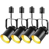 ダクトレール用 スポットライト E26口金 LED電球60W形付き 電球色 ダクトレール照明 ダクトレールライト ライティングバー用スポットライト ライティングレール 照明器具 レールライト 廊下 寝室 食卓用 インテリア 4個セット ブラック
