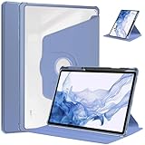360度回転式 スタンド ケース Redmi Pad 2 Pro 12.1 / Redmi Pad Pro 12.1インチ / Xiaomi Poco Pad 12.1インチ 対応 縦置きカバー 軽量 耐衝撃 透明バック タブレット カバー 保護ケース (紫灰)