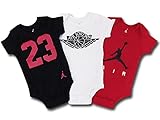 (Jordan)ジョーダン ベビー/赤ちゃん ロンパース3枚セット　箱入り (黒白赤) [並行輸入品]