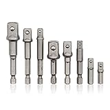 ソケットアダプターセット Kingsdun8本組 電動ドリル インパクトドライバー用 ボルト・ナットの着脱作業に対応 ソケットアダプター 差込角 6.35mm(1/4")・9.5mm(3/8")・12