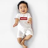 名入れ パロディ ベビー ロンパース 【シュープリ〇ム】【70】【白ロンパース】