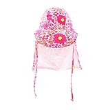Baosity 子供水着用　日よけ帽子　日よけキャップ　垂れ布付き帽子　スイムキャップ　水泳帽子　女の子　男の子　紫外線対　全10種類 - ピンクの花