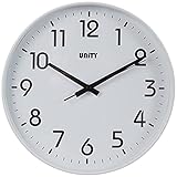 (White) - Unity Fradley 30 cm 12-inch Silent Sweep Modern Wall Clock, White