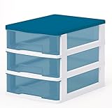 サンコープラスチック 小物収納3段 ストッキー 幅26.4×奥35×高28cm リバーブルー