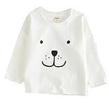 Plus Nao(プラスナオ) カットソー ベビー キッズ 長袖 クルーネック トップス 動物 カジュアル ホワイト イエロー グレー 90 100 110 120 1 ホワイト 100cm