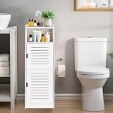 LONGSHINING トイレ収納 スリム トイレラック 隙間収納ラック 幅24*奥行20*高さ74cm 洗面所収納トイレットペーパー収納 省スペース 小物置き 組み立て式 工具付き 玄関/洗面所/寝室/書斎/リビングルーム