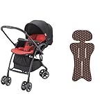 【セット買い】 アップリカ ベビーカー ラクーナコンフォート コントラストレッド + さらっとマット ビタードットBR 純正リバーシブルタイプ
