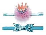 jimukee Baby Girl誕生日キラキラリボンカチューシャクラウンプリンセスキラキラティアラのセット2 カラー: ブルー